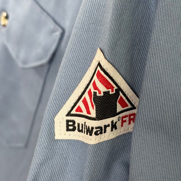 Bulwark Button Down Protective Apparel Men Size XL Blue Flame Resistant Shirt* - Picture 10 of 13